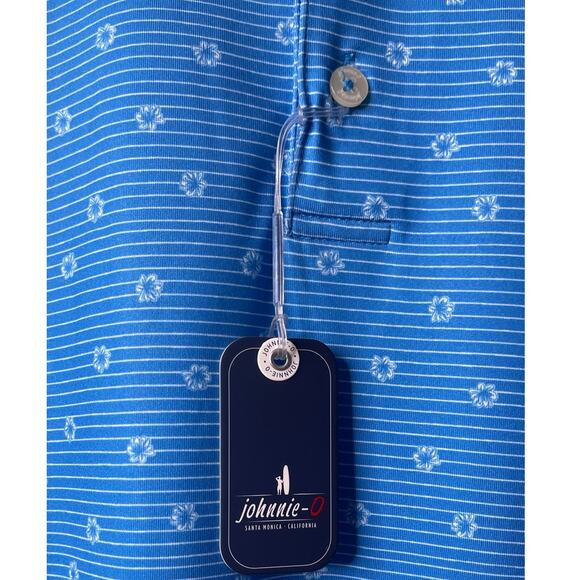 Johnnie-O‎ Men Newman Performance Golf Polo Shirt In Maverick Blue Stripes Small - Picture 3 of 9